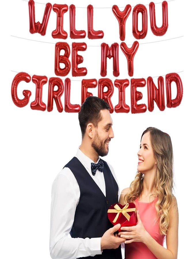 TONIFUL Red Will You Be My Girlfriend Letter Balloons 16 Inch Be My Girlfriend Balloon Banner for Romantic Decorations Wedding Bridal Shower Anniversary Engagement Party Supplies - Image 3