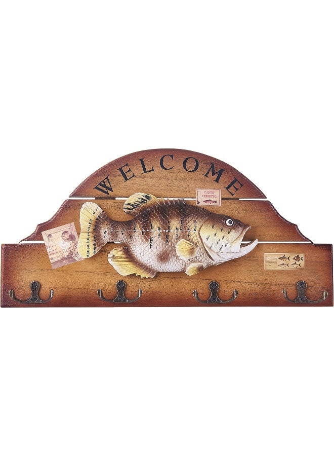 Fish Welcome Sign Hanging Plaque with 4 Hangers, for Garden and Wall Decor (40 X 20 CM) - Image 1
