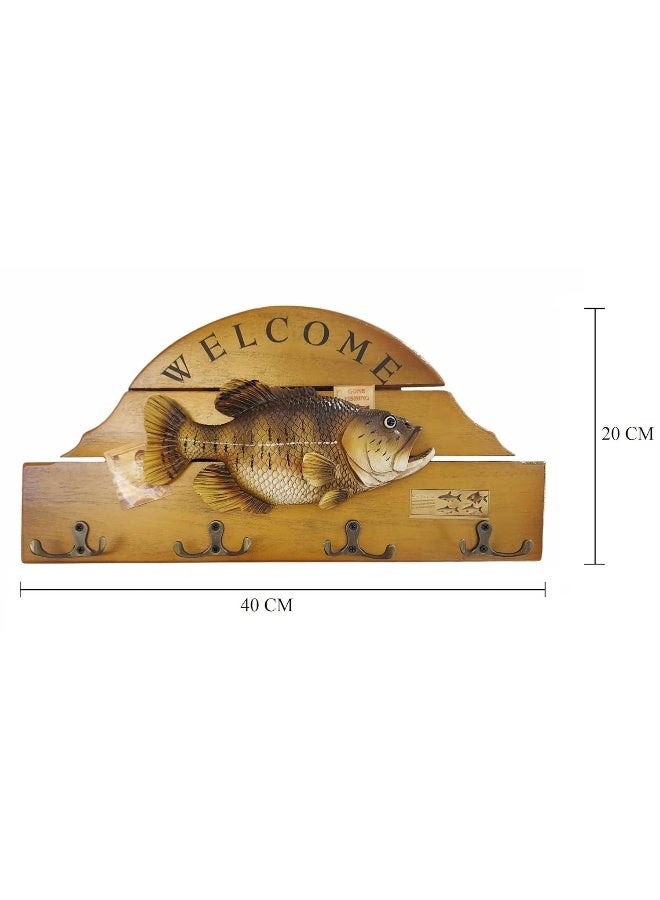 Fish Welcome Sign Hanging Plaque with 4 Hangers, for Garden and Wall Decor (40 X 20 CM) - Image 2