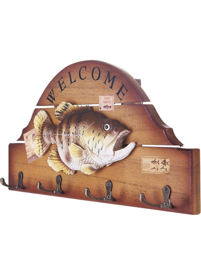 Fish Welcome Sign Hanging Plaque with 4 Hangers, for Garden and Wall Decor (40 X 20 CM) - Image 3