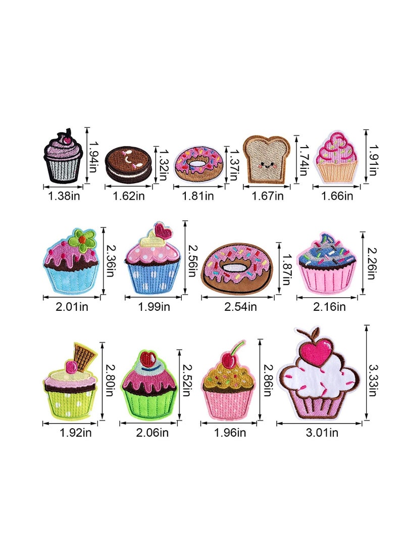 Embroidered Patches 13 Pcs Cupcake Shape Patches Colourful Iron on Patches for Clothing Jackets Bags DIY Sweet Embroidery Patches Cute Sewing Craft Decoration for Jackets Hats Backpacks Jeans  - Image 2