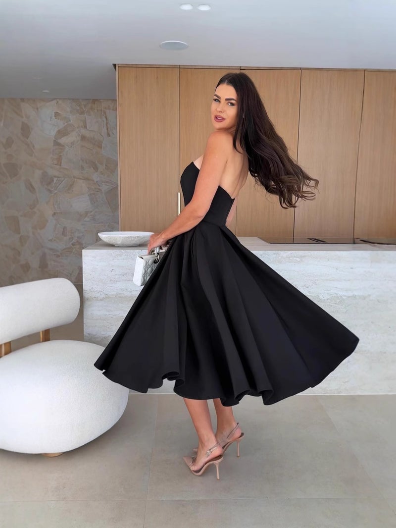 Wish Ladies Evening Dress New Sleeveless Banquet Dress Tube Top Dress - Image 3