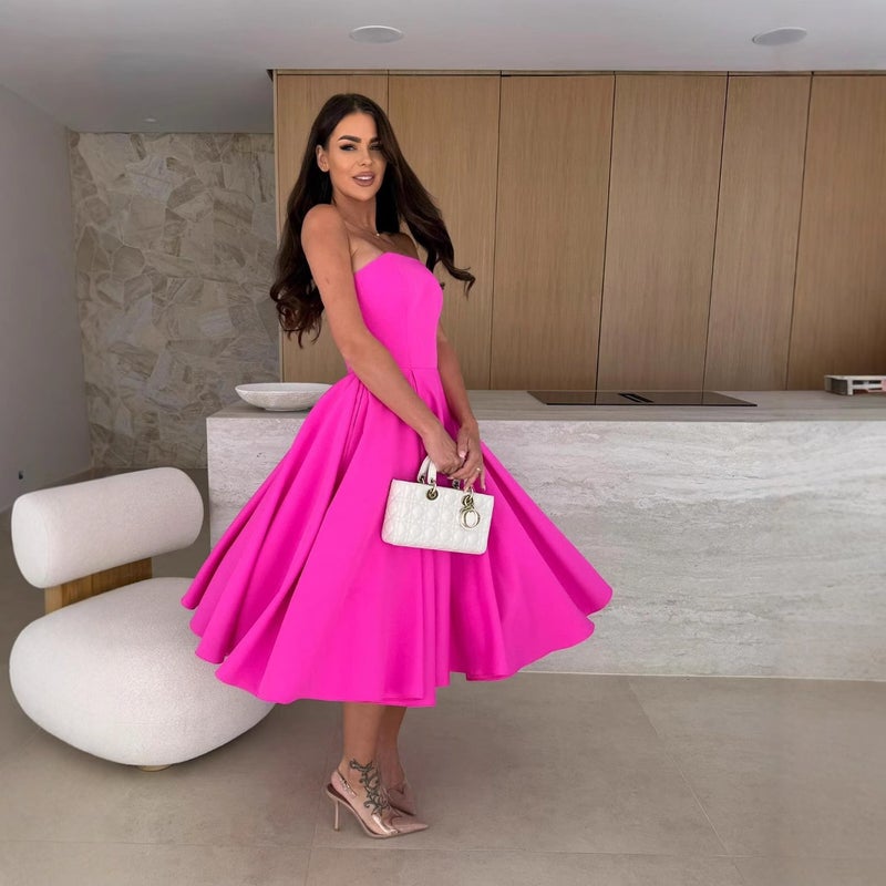 Wish Ladies Evening Dress New Sleeveless Banquet Dress Tube Top Dress - Image 1