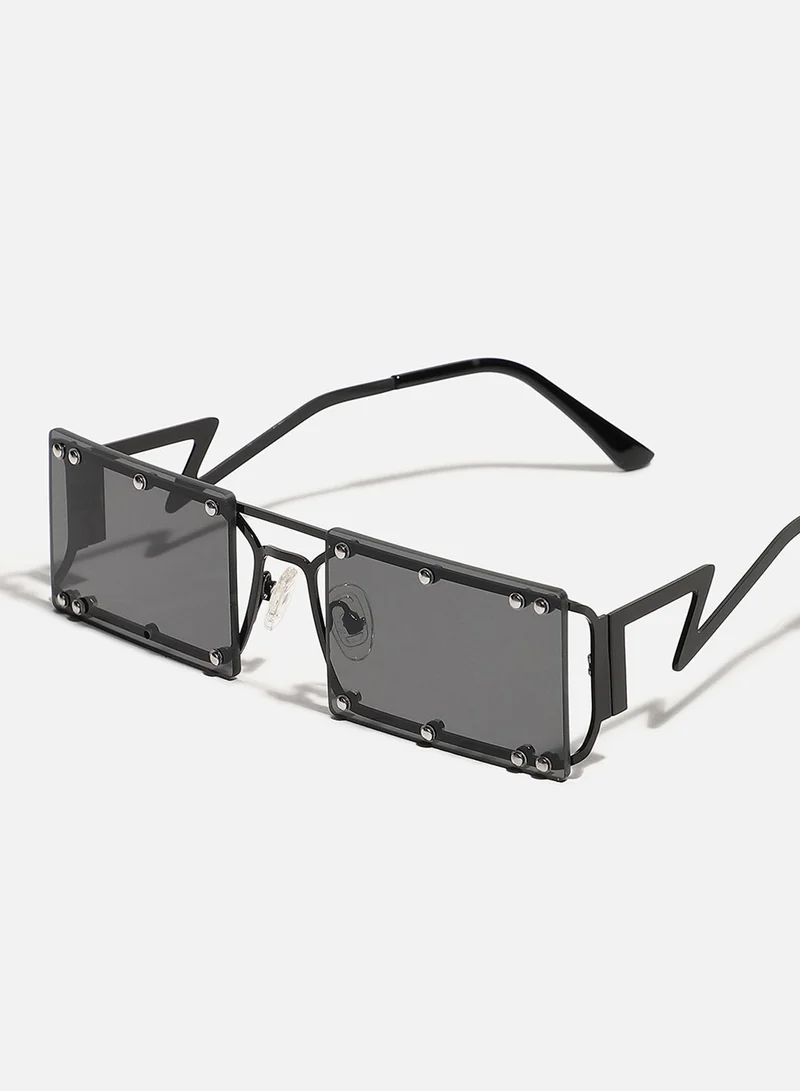 Haute Sauce Black Rectangular Sunglass
