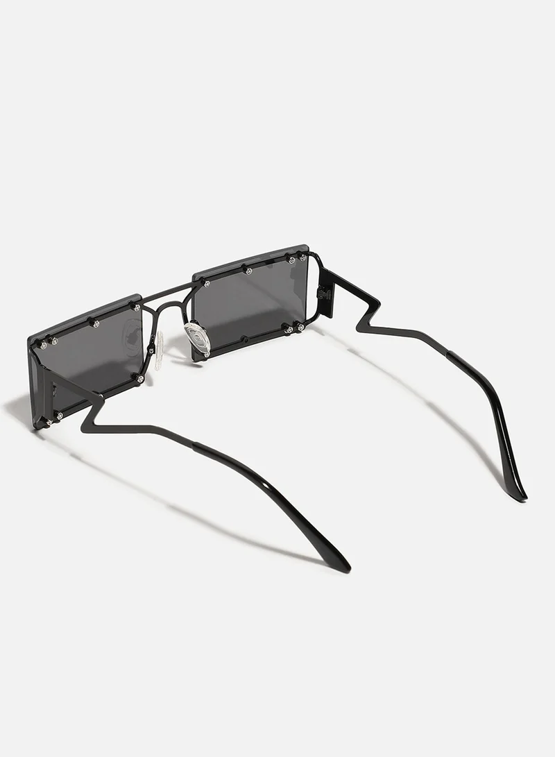 Haute Sauce Black Rectangular Sunglass