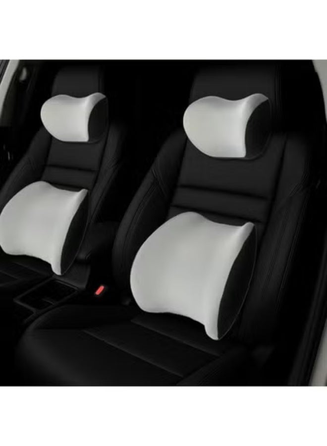 Car Headrest & Lumbar Support Cushion Memory Foam Neck Pillow with Breathable Removable Cover for Car Office & Home Comfort - Image 1