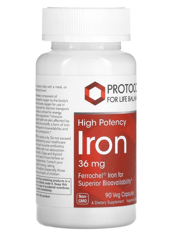 Protocol For Life Balance Iron High Potency 36 mg 90 Veg Capsules  - Image 2