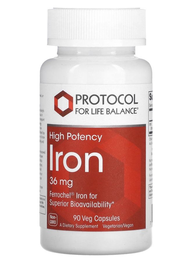 Protocol For Life Balance Iron High Potency 36 mg 90 Veg Capsules  - Image 1