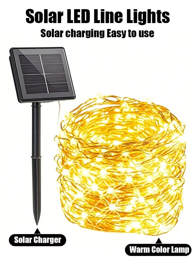 22 meters, 200 LED small colored lights, solar copper wire light string, mini waterproof room festival light strip, starry sky decorative atmosphere light, applicable for Halloween, Christmas, wedding decorative light strings - Image 1