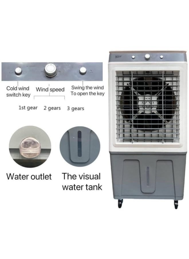 Denx - Portable desert air conditioner and cooler, with a power of 100 watts, works with water, capacity of 20 liters, and three speeds, suitable for home, outdoor seating, camping, and trips, with an elegant and innovative design that works to cool and purify the air from dust. - Image 1