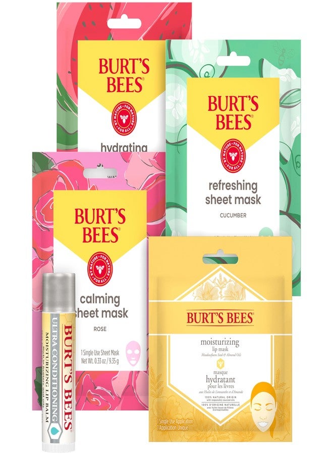 Burt's Bees Burt’s Bees Mask Bundle Gift Set; , Ultra Conditioning Lip Balm and Moisturizing Lip, Refreshing Sheet and Calming Sheet Masks; Festive Packaging; 1 Gift Set - Image 4