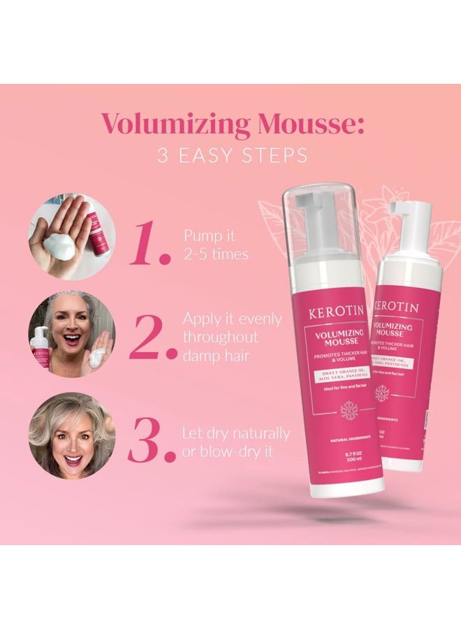 KEROTIN Volumizing Mousse-Lifter Foam for Instant Hair Definition-Lift style, Conditioning Mousse for Shine - Boosts Hair Thickness, Ideal for Fine and Thinning Hair - Cruelty Free, Made in the US - Image 4