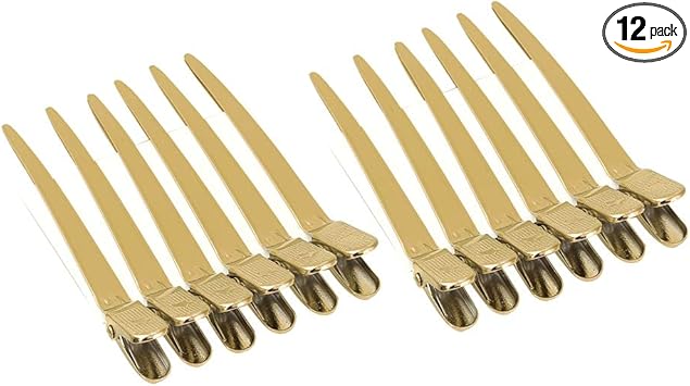 Semme Hair Styling Clips Salon Hair Clips 12pcsBox Hair Styling Clips Hairdressing Salon Sectioning Hairpins for Salon Styling 6 ColorsGold - Image 1