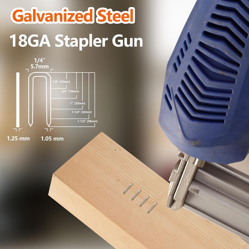 SITLDY 1000-Count 1-1/2 Inch Length, 18 Gauge 1/4 Inch Narrow Crown Staples, Heavy Duty Beveled Chiseled Pointed Galvanized Staples, for Pneumatic, Electric 18GA Stapler Gun - Image 5