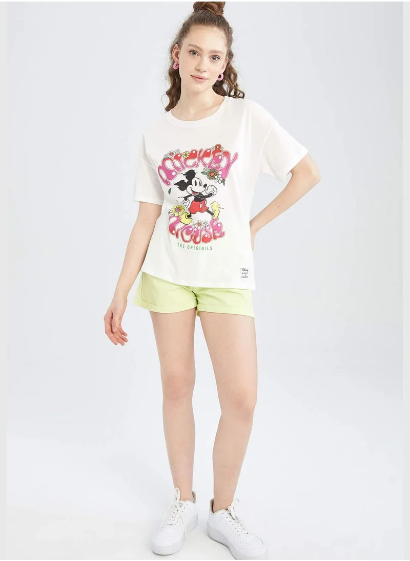 DeFacto Regular Fit Short Sleeve Mickey & Minnie Print T-Shirt