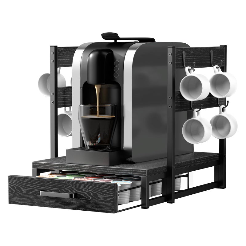 Evermagin Coffee Pod Drawer for K Cup 35 Pods KCup Holder Organizer with Cup Holder Durable Coffee Maker Stand with Storage Drawer Black