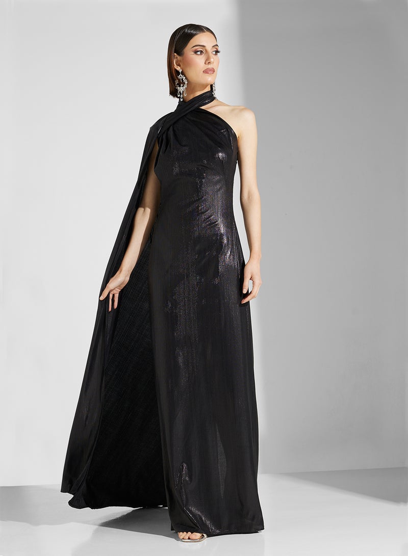 Namshi x One-Shoulder Cape Dress - Image 5