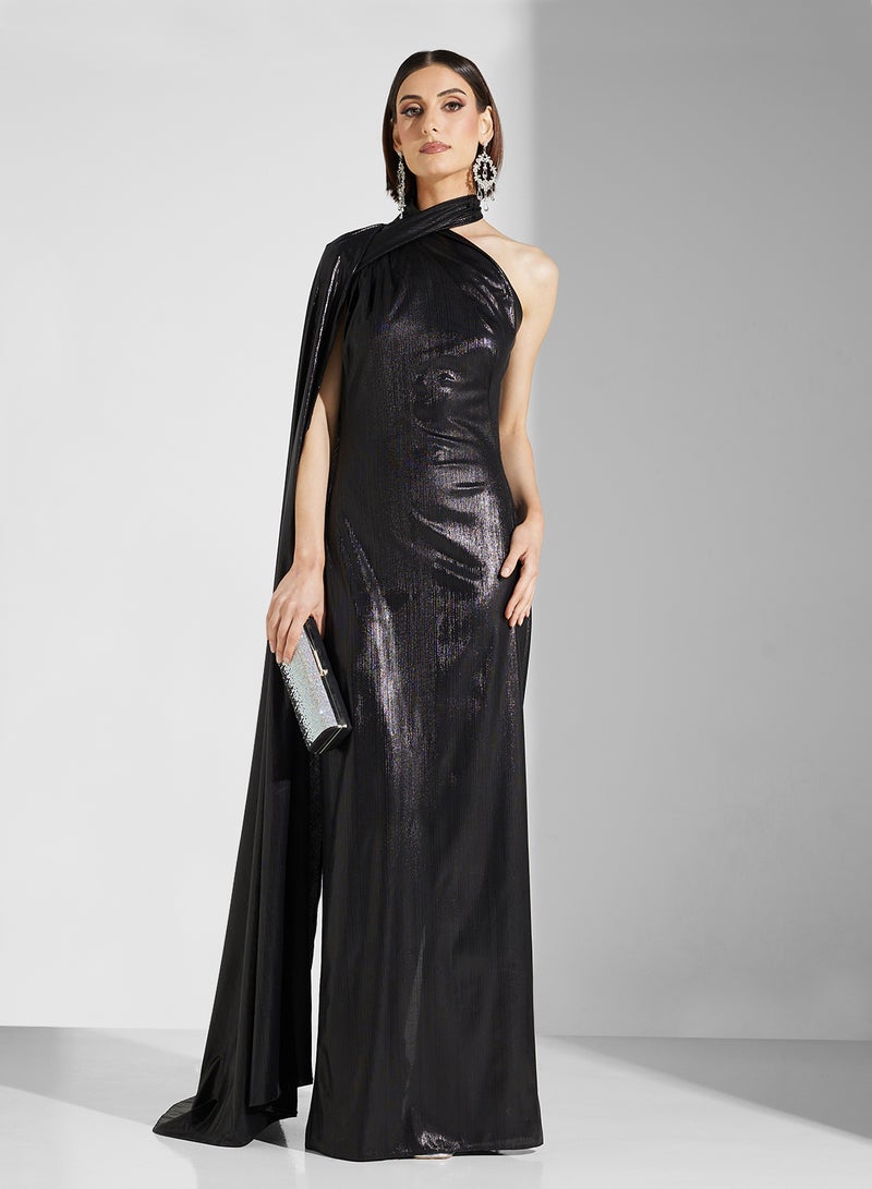 Namshi x One-Shoulder Cape Dress - Image 1