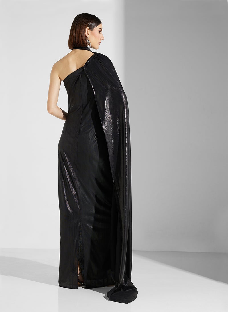 Namshi x One-Shoulder Cape Dress - Image 2