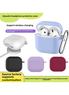 Generic 2024 Airpods4 Headset Protective Cover Solid Color Apple 4 Generation Silicone Bluetooth Headset Anti-fall Protective Cover-Color:Dark Green -Applicable Models:Airpods 4  2.0mm  - Image 2