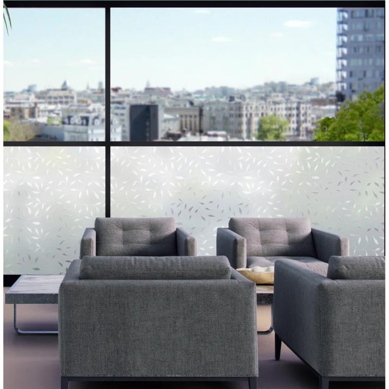 Privacy Engraved Window Films Decorative Glass Film Sunlight Protection Water Sticking Film for Office Bathroom Door Window Blinds 2M x 45CM Easy Apply and Remove Without Residue Film (Random Shapes) - Image 3