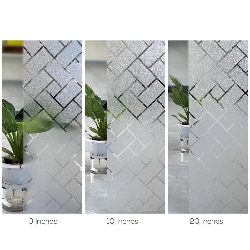 Privacy Engraved Window Films Decorative Glass Film Sunlight Protection Water Sticking Film for Office Bathroom Door Window Blinds 2M x 45CM Easy Apply and Remove Without Residue Film (Random Shapes) - Image 5