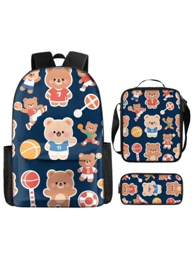 [Super new special offer] Cartoon theme bag three-piece set | double-shoulder + hand-held + storage pen bag | gift self-use good-looking - 617  - Image 1