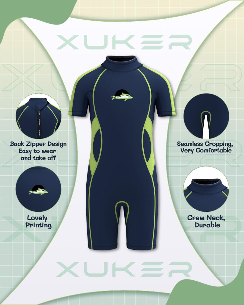 XUKER Kids Wetsuit for Boys Girls Toddlers 3mm Shorty Wet Suit Neoprene Back Zip Thermal Wetsuits for Teens Scuba Dive Swimming Boating Snorkeling - Image 3