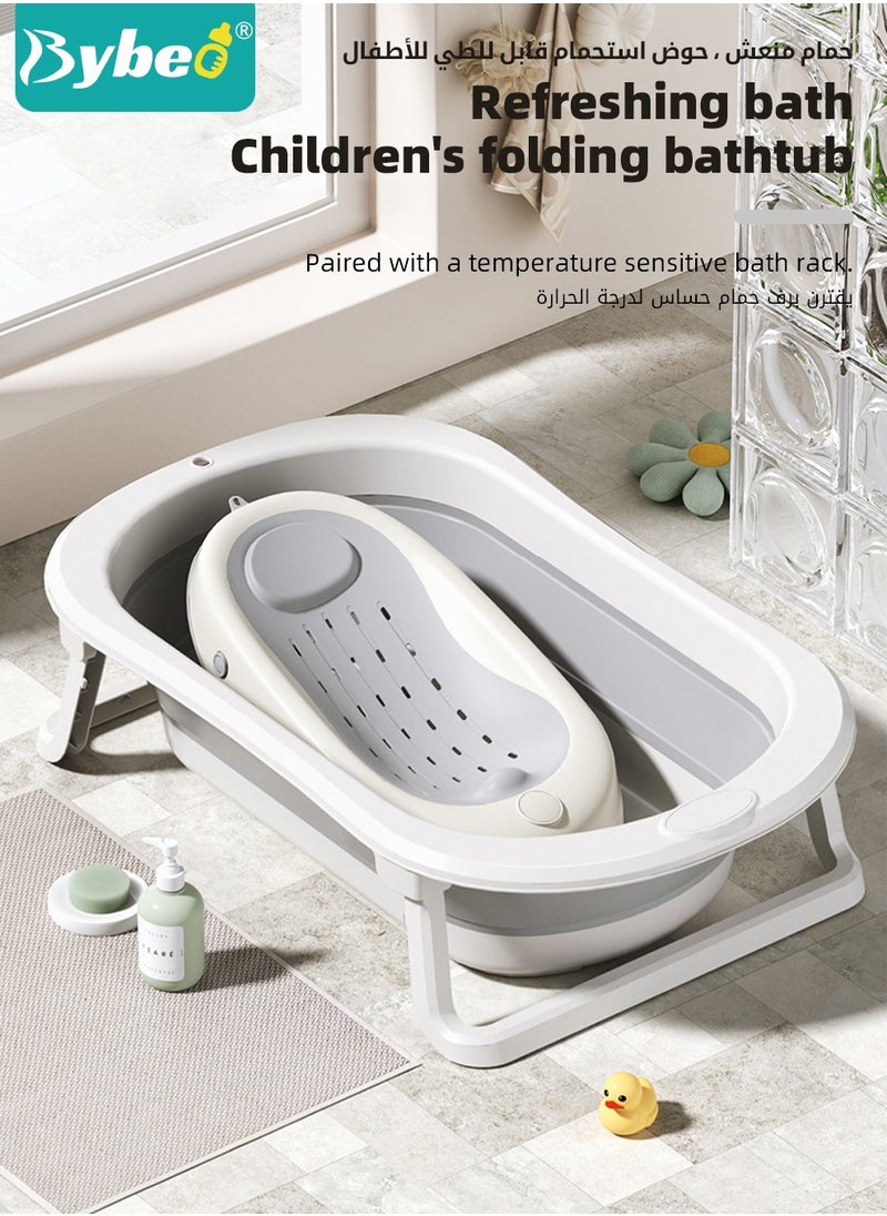 Bybeo - 5 PCS Baby Bath Tub Foldable Bathtub With Baby Bath Chair + Shower Cap *1 + Washing Hair Shower Shampoo Cup *1 + Shampoo Brush *1 - Image 1
