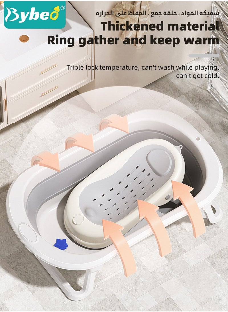 Bybeo - 5 PCS Baby Bath Tub Foldable Bathtub With Baby Bath Chair + Shower Cap *1 + Washing Hair Shower Shampoo Cup *1 + Shampoo Brush *1 - Image 1