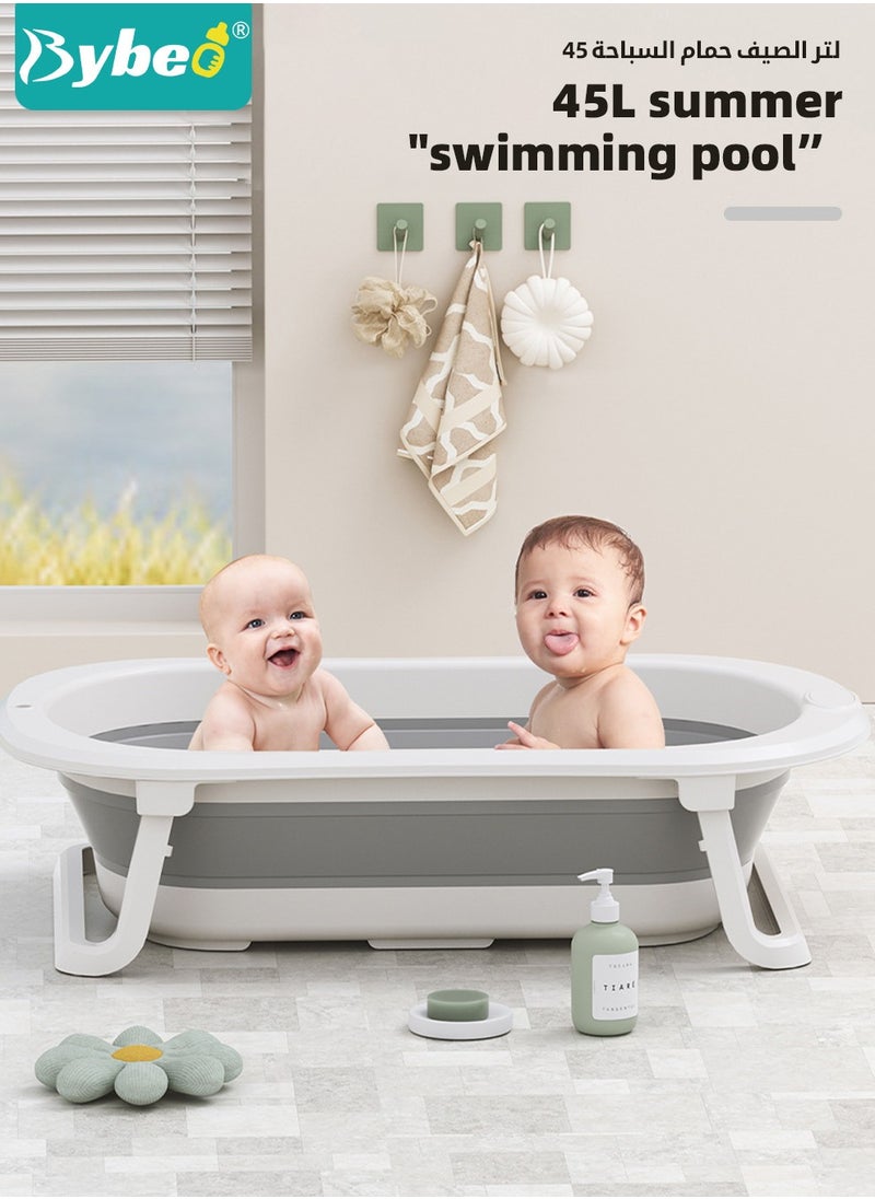 Bybeo - 5 PCS Baby Bath Tub Foldable Bathtub With Baby Bath Chair + Shower Cap *1 + Washing Hair Shower Shampoo Cup *1 + Shampoo Brush *1 - Image 1