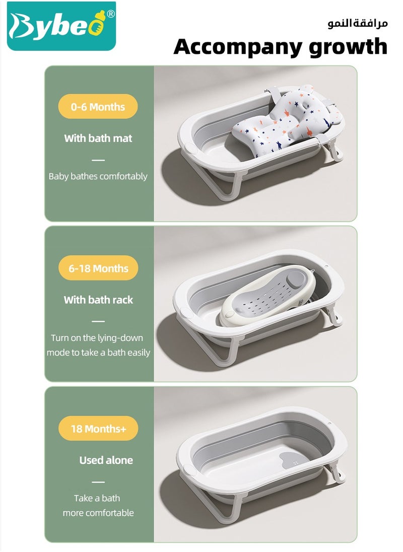 Bybeo - 5 PCS Baby Bath Tub Foldable Bathtub With Baby Bath Chair + Shower Cap *1 + Washing Hair Shower Shampoo Cup *1 + Shampoo Brush *1 - Image 1