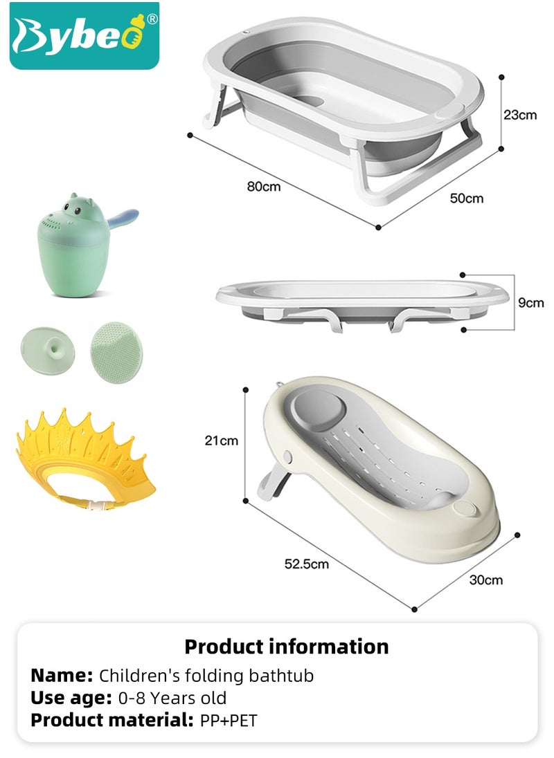 Bybeo - 5 PCS Baby Bath Tub Foldable Bathtub With Baby Bath Chair + Shower Cap *1 + Washing Hair Shower Shampoo Cup *1 + Shampoo Brush *1 - Image 1