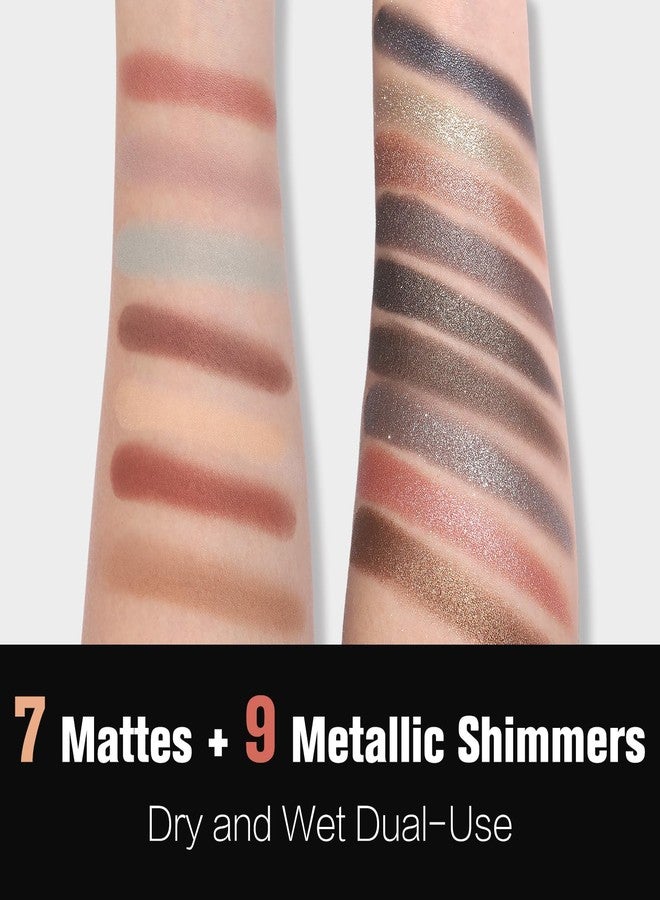 UCANBE Baked Eyeshadow Palette with 15PCS Brushes Makeup Set, 16 Color Natural Nude Matte Shimmer Metallic Eye Shadow Make Up Pallet for Women Girls, High Pigmented Long Lasting Waterproof - Image 3