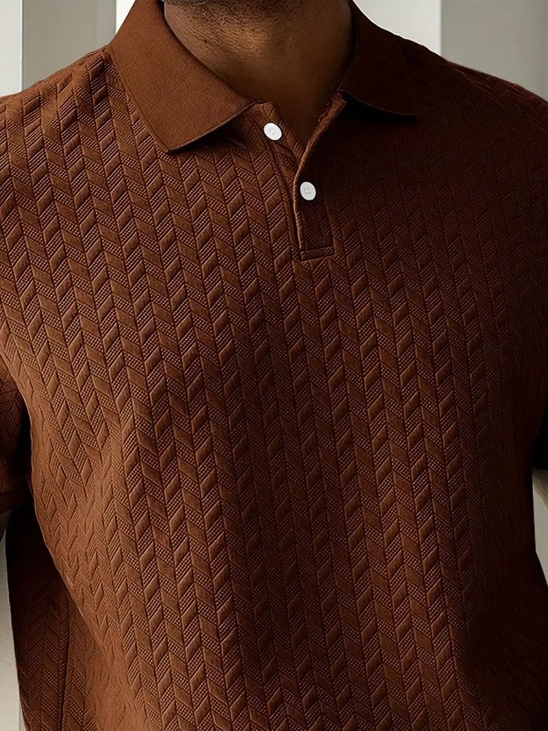 Trillion Jaqquard Men's Polo T Shirt for Men (Polyester Blend | Regular Fit) Coffee - Image 3
