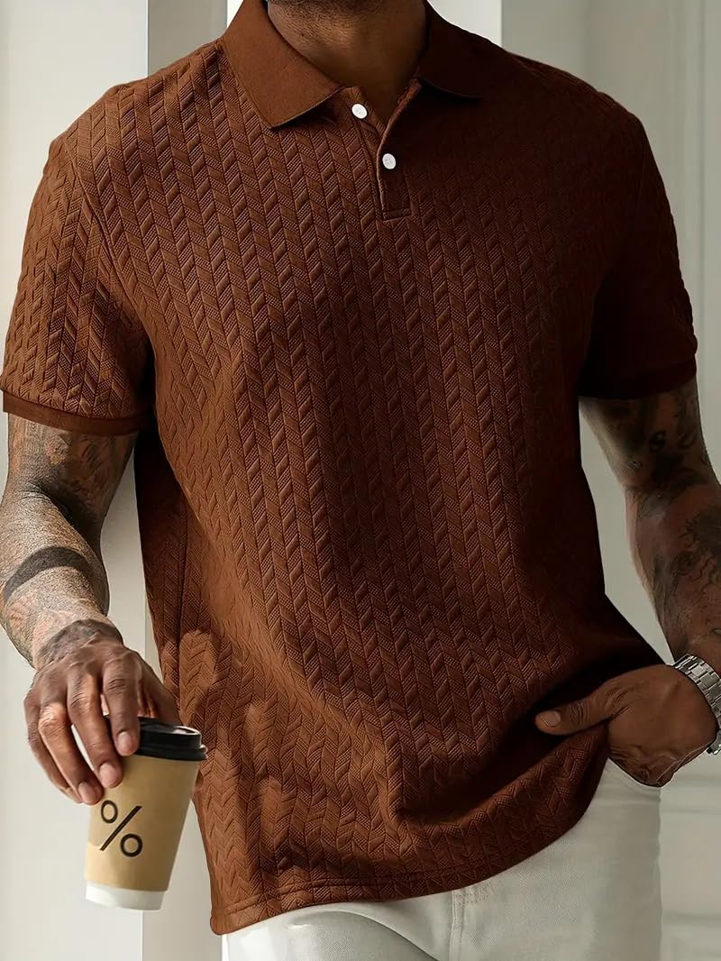 Trillion Jaqquard Men's Polo T Shirt for Men (Polyester Blend | Regular Fit) Coffee - Image 5