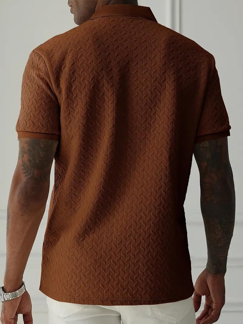Trillion Jaqquard Men's Polo T Shirt for Men (Polyester Blend | Regular Fit) Coffee - Image 2