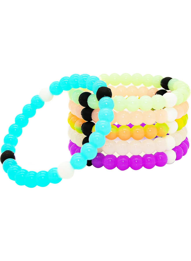 FROG SAC 6 Beaded Bracelets for Girls, Silicone Bracelet for Kids, Cute Bead Bracelets, VSCO Girl Birthday Party Favors for Teens, Medium, Silicone, no gemstone - Image 1