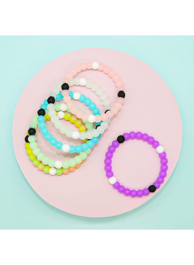 FROG SAC 6 Beaded Bracelets for Girls, Silicone Bracelet for Kids, Cute Bead Bracelets, VSCO Girl Birthday Party Favors for Teens, Medium, Silicone, no gemstone - Image 5