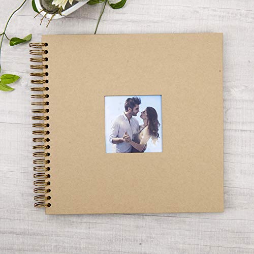 Gearchic 12 x 12 Inch Large DIY Scrapbook Photo Album with Window Design Cover 80 Pages Craft Paper Memory Book for Weeding Anniversary Travel and Baby (Brown) - Image 2