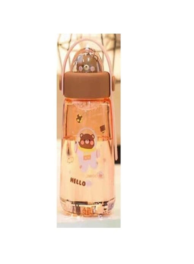 TEMSON Cute Water Bottle for Kids - BPA Free Water Bottle, Anti-Leak Non-Toxic Durable Water Bottle for Girls, Boys, Children, School Bottle for Kids - 600 ML(SL-7078) (Bear - Brown) - Image 1