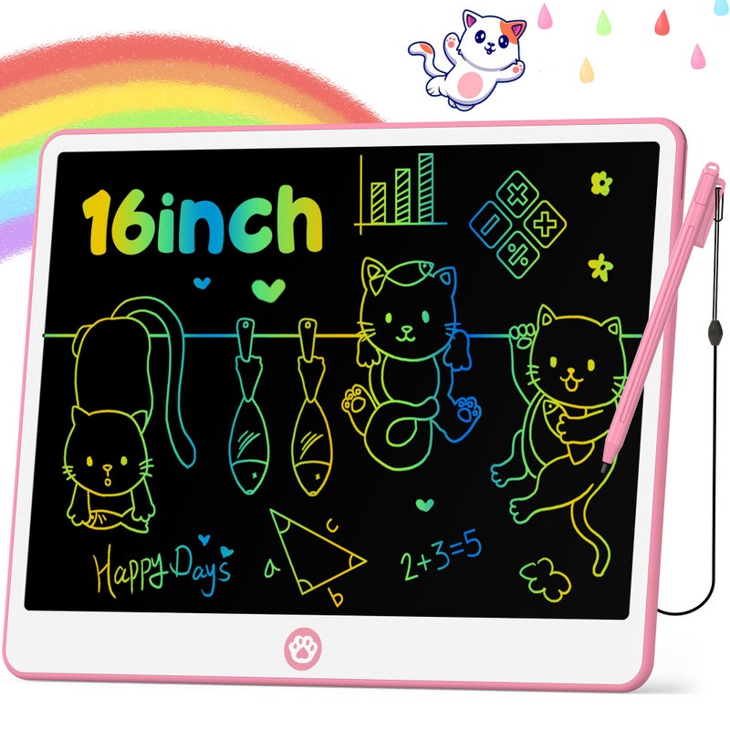 Hockvill LCD Writing Tablet for Kids 16 Inch Toys for Girls Boys Drawing Pad for 3 4 5 6 7 Year Old Kids Toys Easter Basket Stuffer for Kids Toddler Doodle Board Travel Essentials  Pink - Image 2
