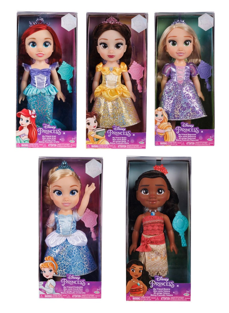 Disney Princess دمية أميرة ديزني الأساسية بعيون زجاجية 15 بوصة، قطعة واحدة متنوعة (قد يختلف الشخصية) | دمية أزياء | دمية قابلة للجمع | لعب تمثيلي | تنكر | هدية للأطفال - Image 1