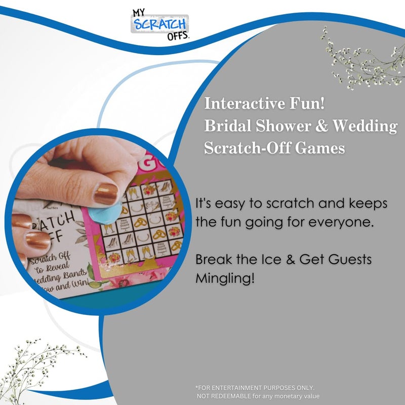 My Scratch Offs Bridal Shower Scratch Off Bingo Cards Pink Floral, Fun and Easy Wedding Shower Games, Engagement Party Activities, and Bridal Party Favors 26-Pack, 2 Winning Cards - Image 5