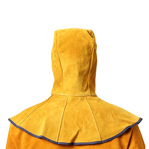 AP Welding Hood Helmet Golden Cowhide Split Leather Caps with Neck Shoulder Drape for Head Protection - Image 3