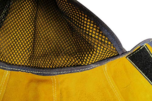 AP Welding Hood Helmet Golden Cowhide Split Leather Caps with Neck Shoulder Drape for Head Protection - Image 4