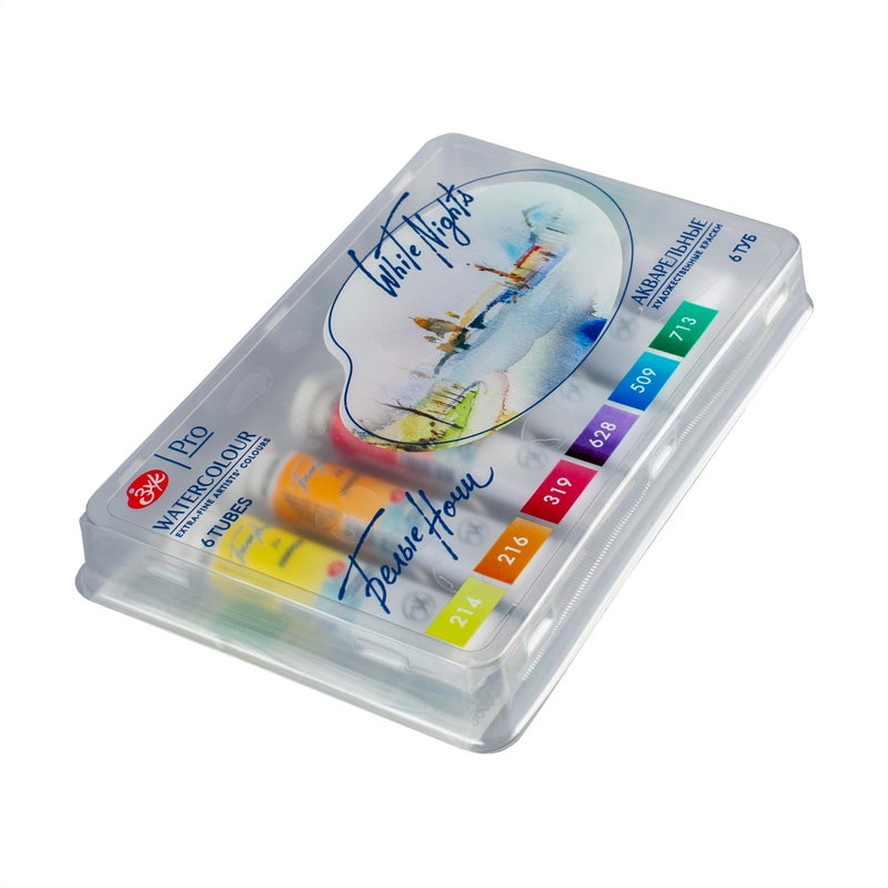 White Nights Extra Fine Artists Grade Professional Watercolors 6 * 10 ml Tubes Coloristics Set In Plastic Correx By Nevskaya Palitra - Image 2
