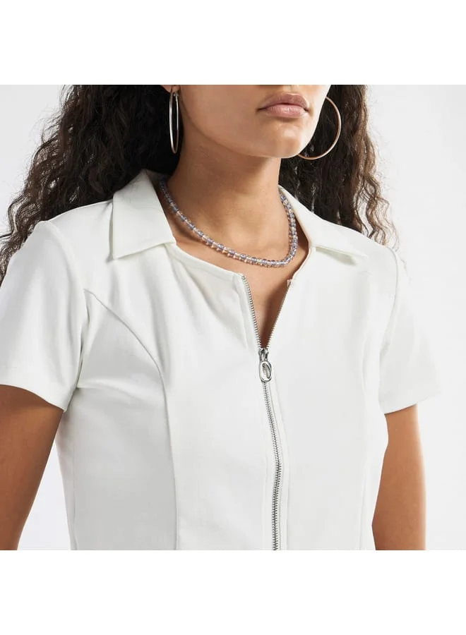 Splash FAV Panelled Top with Collar and Zip Closure