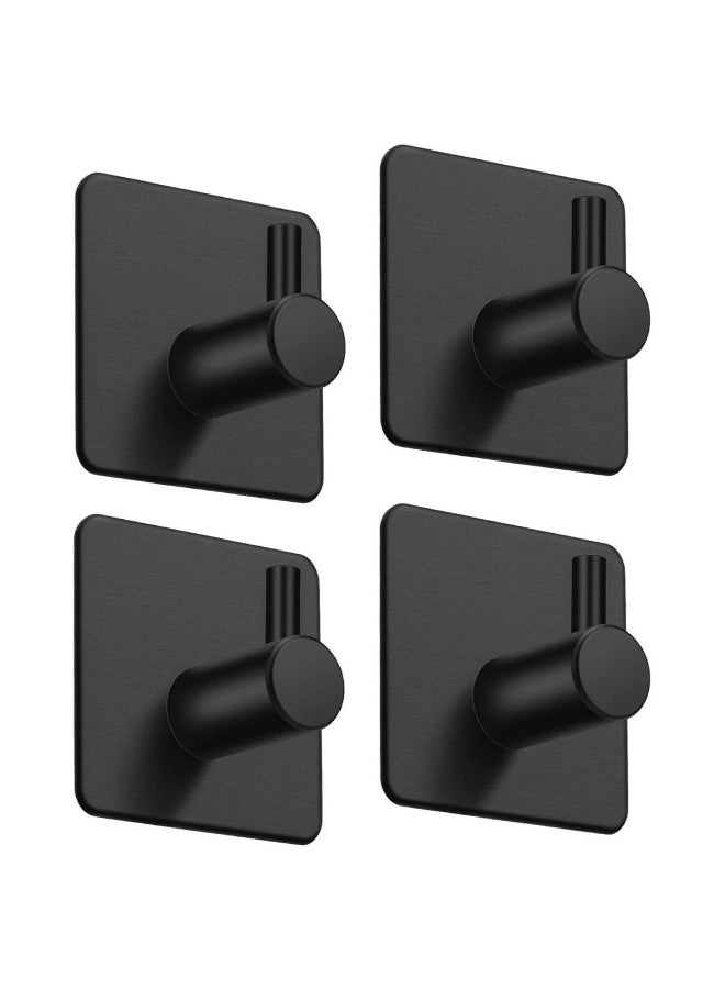 4 Pcs Self Adhesive Hooks, Stick on Hooks Holder for Coat Towel Kitchen Bathroom Office, Stainless Steel Sticky Wall Door Hooks, Waterproof, No drilling, Resists Corrosion - Image 1