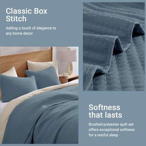 WRENSONGE King Size Quilt-3 Pieces Lightweight Bedspreads Oxford Blue King Quilt Bedding Set for All Seasons, Soft Summer Coverlet with 2 Pillow Shams Suitable for Bed, Couch, Quilt Blanket - Image 5